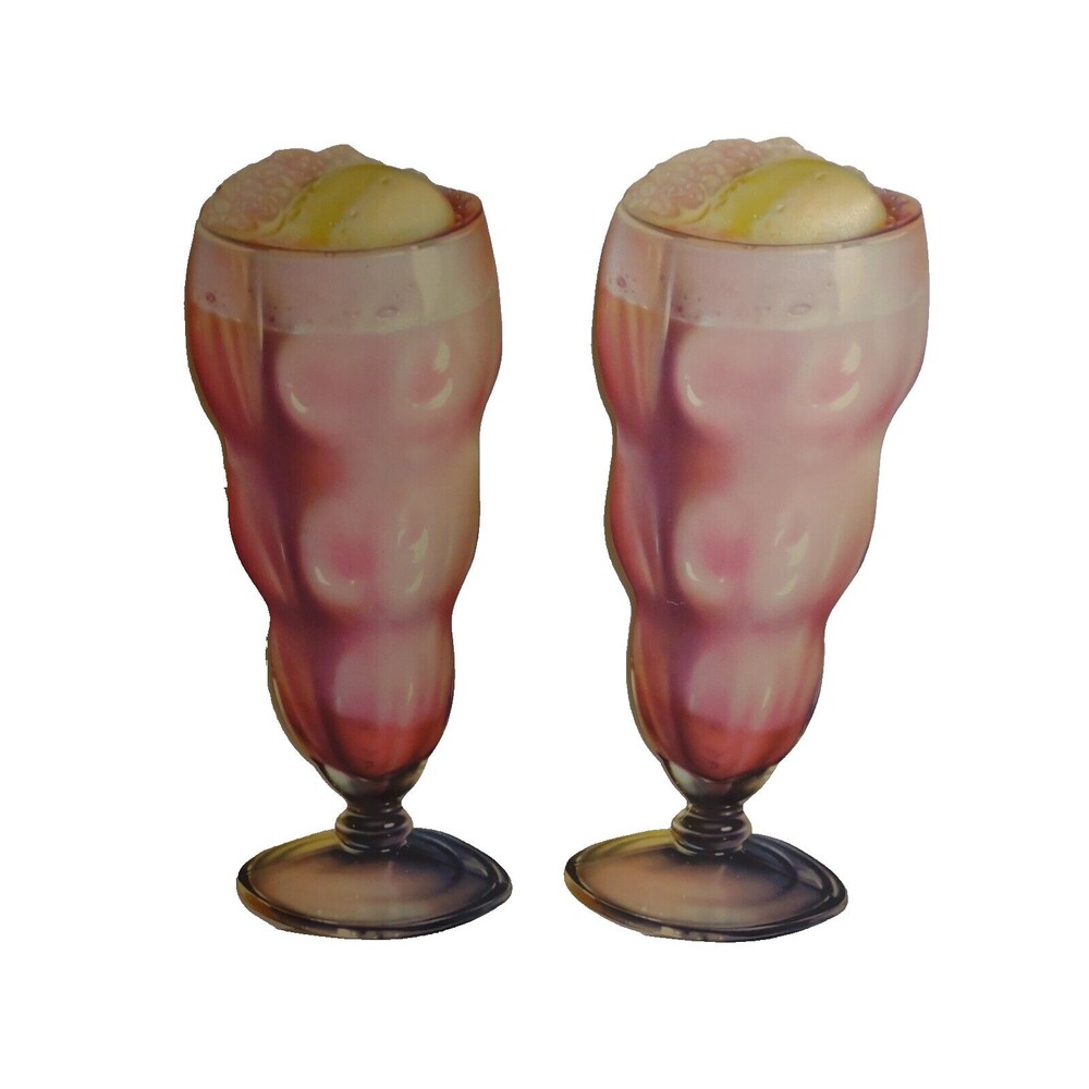 2 Strawberry Milk Shake Ice Cream Soda Floats Diecuts Pop Shop Original 1950s